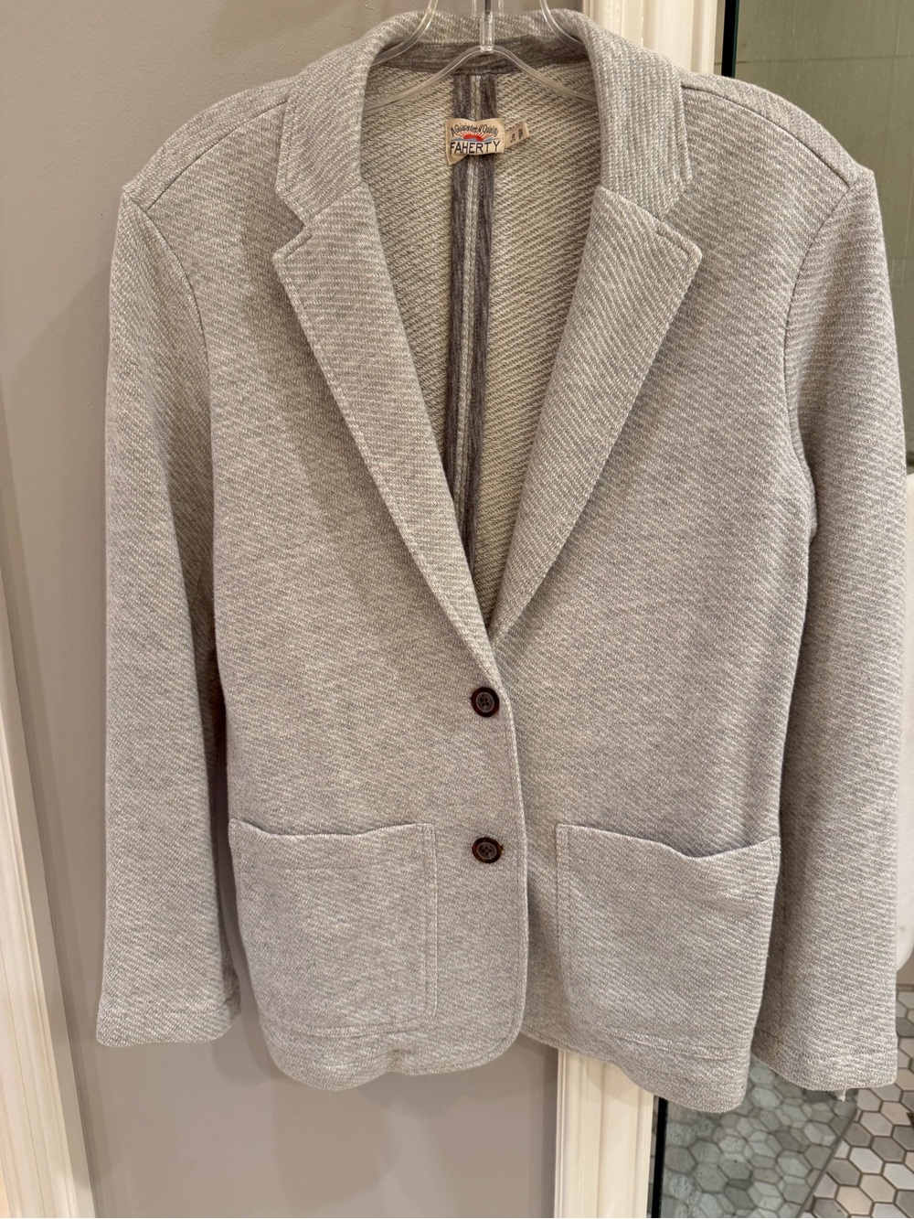 Faherty Heather Light Gray Knit Blazer